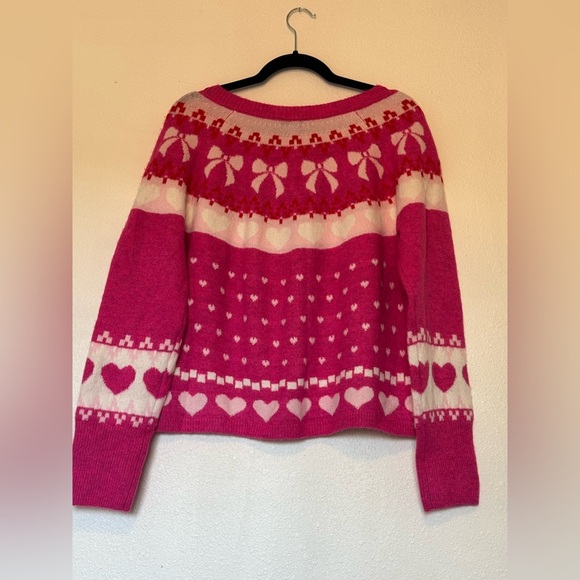 ๐ Pink Cece Hearts and bows cardigan sweater size Large ๐ - Picture 8 of 8